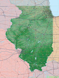 Photoshop JPEG and Illustrator EPS USA State Relief and Vector Map Package of Illinois