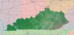 Photoshop JPEG and Illustrator EPS USA State Relief and Vector Map Package of Kentucky