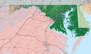 Photoshop JPEG and Illustrator EPS USA State Relief and Vector Map Package of Maryland