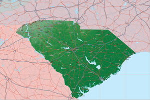 Photoshop JPEG and Illustrator EPS USA State Relief and Vector Map Package of South Carolina