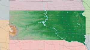 Photoshop JPEG and Illustrator EPS USA State Relief and Vector Map Package of South Dakota