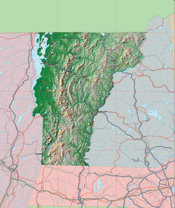 Photoshop JPEG and Illustrator EPS USA State Relief and Vector Map Package of Vermont