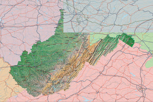 Photoshop JPEG and Illustrator EPS USA State Relief and Vector Map Package of West Virginia