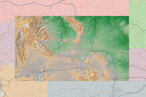 Photoshop JPEG and Illustrator EPS USA State Relief and Vector Map Package of Wyoming